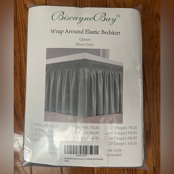 Other - Biscayne Bay Wrap Around Elastic Bedskirt Queen Silver Grey